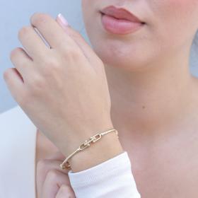 Βραχιόλι Χειροπέδα  Χρυσός Κ14 με Λευκά Ζιργκόν SKU-81181