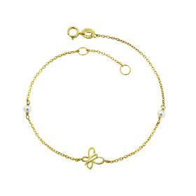 Βραχιόλι Πεταλούδα με Μαργαριτάρια Χρυσός K9 SKU-81730