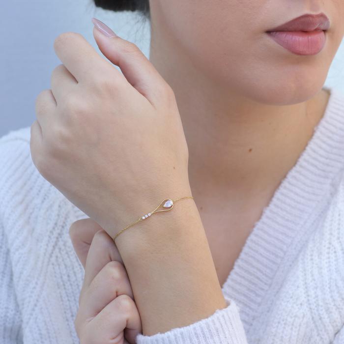 Βραχιόλι Δάκρυ Χρυσός Κ9 με Ζιργκόν SKU-81885