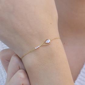Βραχιόλι Δάκρυ Χρυσός Κ9 με Ζιργκόν SKU-81885