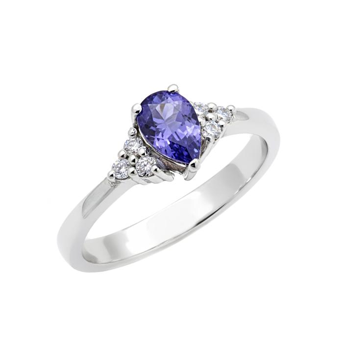 Δαχτυλίδι Λευκόχρυσος K18 με Ιολίτη & Διαμάντια SKU-81092