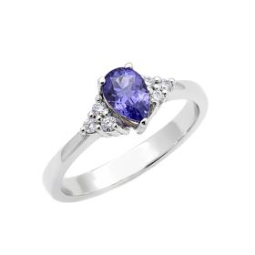 Δαχτυλίδι Λευκόχρυσος K18 με Ιολίτη & Διαμάντια SKU-81092