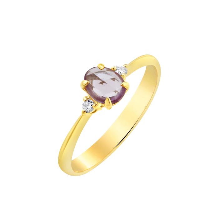 Δαχτυλίδι με Διαμάντια & Pink Sapphire Χρυσός K14 SKU-81618