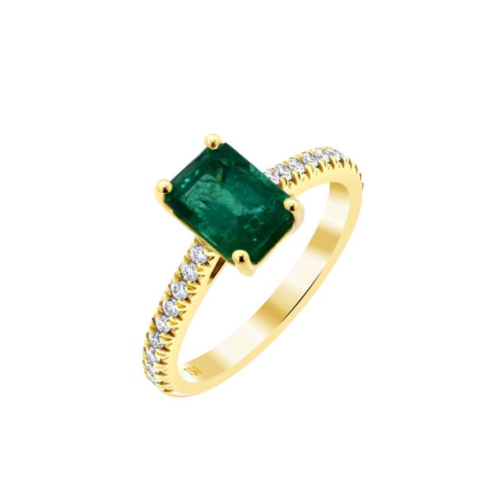 Δαχτυλίδι με Διαμάντια & Σμαράγδι Χρυσός K18 SKU-81245