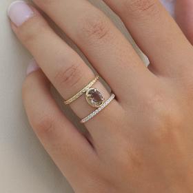 Γυναικείο Δαχτυλίδι Χρυσός K9 με Smoke Quartz & Ζιργκόν SKU-81081