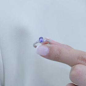 Δαχτυλίδι Λευκόχρυσος K18 με Ιολίτη & Διαμάντια SKU-81092