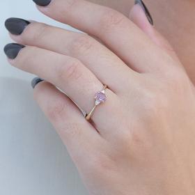 Δαχτυλίδι με Διαμάντια & Pink Sapphire Χρυσός K14 SKU-81618