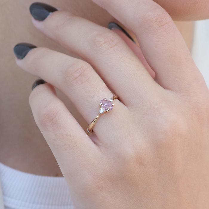 Δαχτυλίδι με Διαμάντια & Pink Sapphire Χρυσός K14 SKU-81618