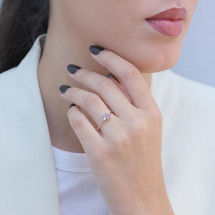 Δαχτυλίδι με Διαμάντια & Pink Sapphire Χρυσός K14 SKU-81618