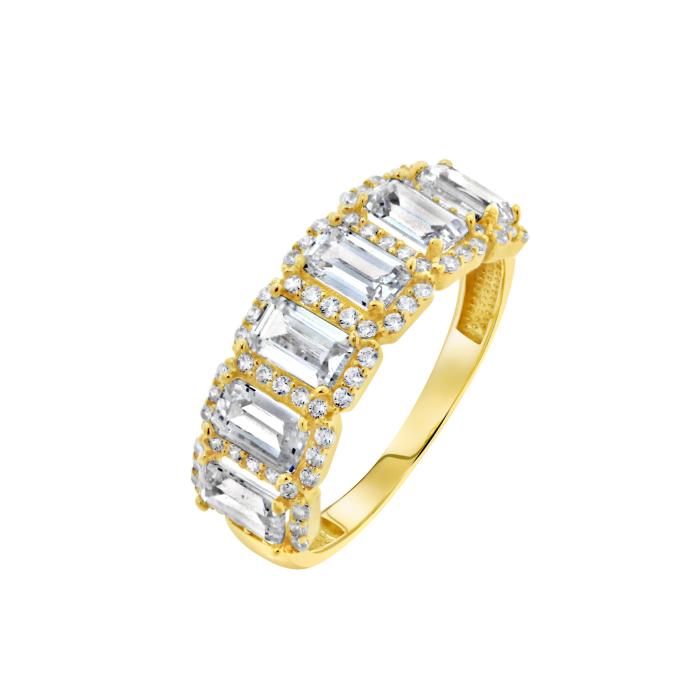 Δαχτυλίδι Σειρέ Ροζέτα με Λευκά Ζιργκόν Χρυσός 14Κ SKU-81655