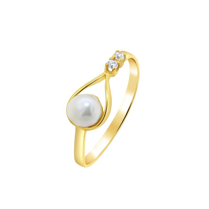 Δαχτυλίδι Χρυσός Κ9 με Μαργαριτάρι & Λευκά Ζιργκόν SKU-81739