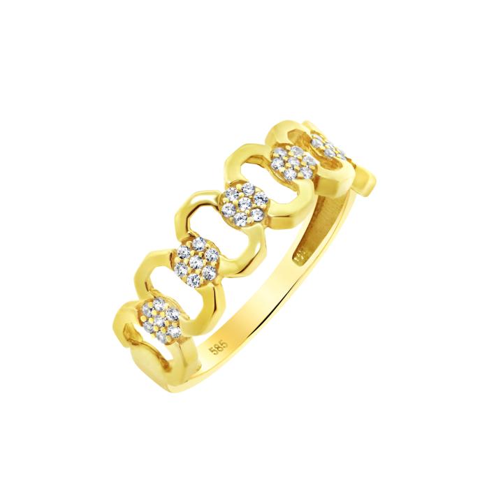 Δαχτυλίδι με Λευκά Ζιργκόν Χρυσό K14 SKU-81905