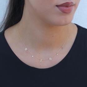 Γυναικείο Κολιέ Μονογράμματα με Διαμάντια Χρυσός K14 SKU-81023