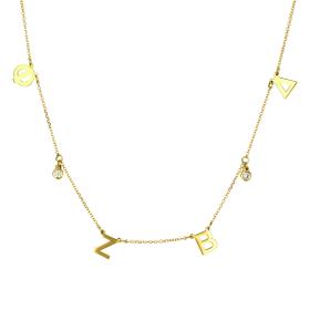 Γυναικείο Κολιέ Μονογράμματα με Διαμάντια Χρυσός K14 SKU-81023