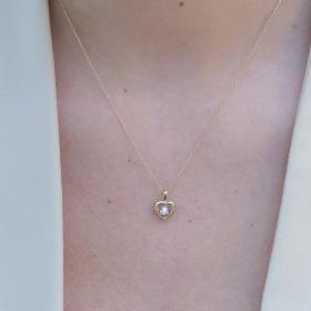 Κολιέ Καρδιά με Διαμάντι Λευκόχρυσος & Χρυσός K18 SKU-81758