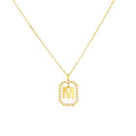 Κολιέ Μονόγραμμα 'Μ' Χρυσός K14 με Λευκά Ζιργκόν SKU-81130
