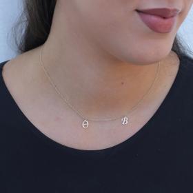 Κολιέ Μονογράμματα Θ  Β  Χρυσός K14 SKU-81020