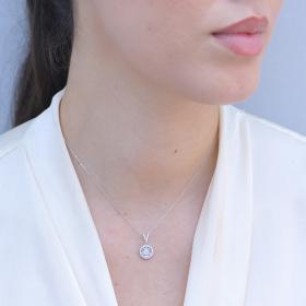 Κολιέ Ροζέτα με Διαμάντια Λευκόχρυσος K18 SKU-81186