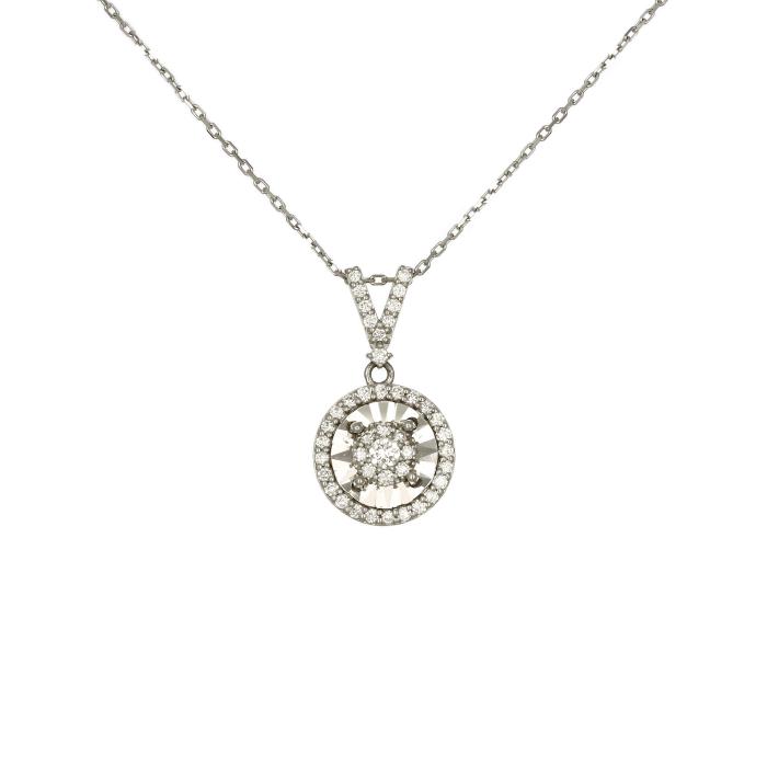 Κολιέ Ροζέτα με Διαμάντια Λευκόχρυσος K18 SKU-81186