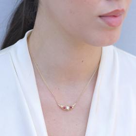 Κολιέ Χρυσός K18 με Ρουμπίνια & Διαμάντι SKU-81196