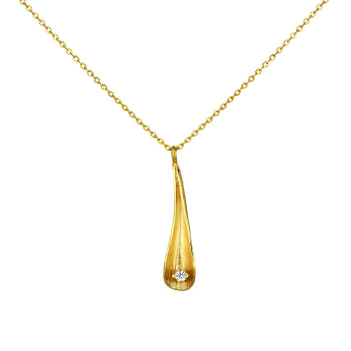 Κολιέ Χρυσός K14 με Λευκό Ζιργκόν SKU-81301