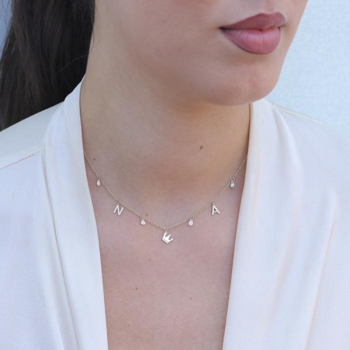 Κολιέ Μονογράμματα σε Χρυσό K14 με Ζιργκόν SKU-81609