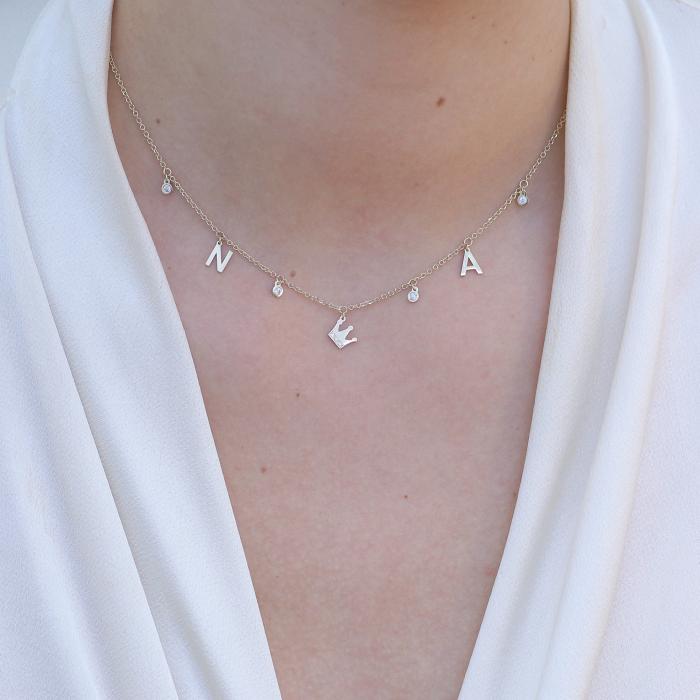 Κολιέ Μονογράμματα σε Χρυσό K14 με Ζιργκόν SKU-81609