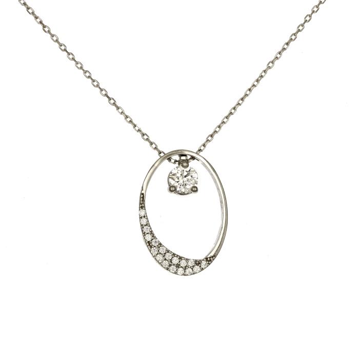 Κολιέ Λευκόχρυσος K14 με Λευκά Ζιργκόν SKU-81648