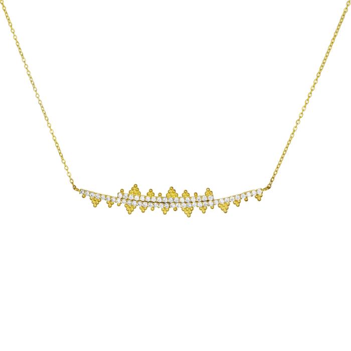 Κολιέ Χρυσό K9 με Λευκά Ζιργκόν SKU-81687