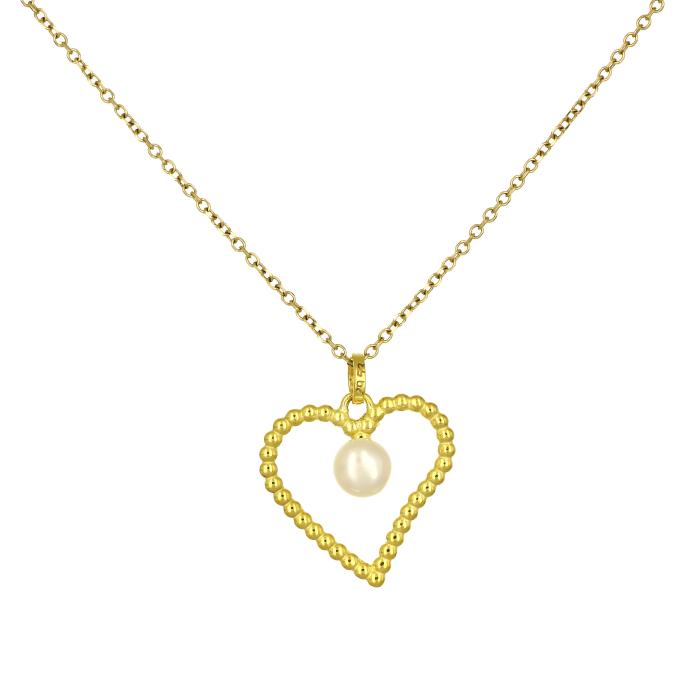 Κολιέ Καρδιές με Μαργαριτάρι Χρυσός K9 SKU-81716