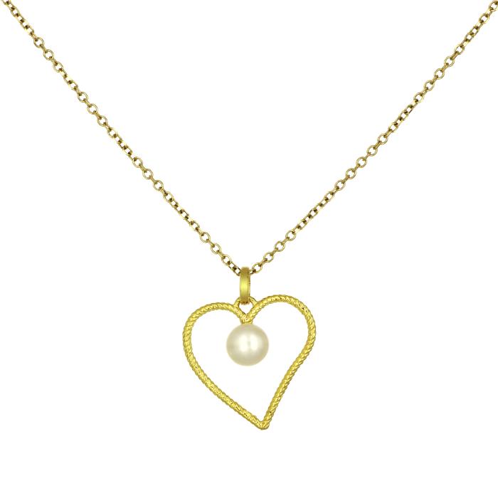 Κολιέ Καρδιά με Μαργαριτάρι Χρυσός K9 SKU-81717