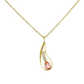 Κολιέ  Χρυσός 9Κ με Ροζ & Λευκά Ζιργκόν SKU-81723