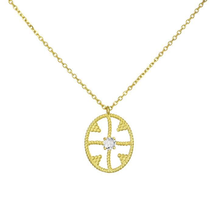 Κολιέ με Λευκό Ζιργκόν Χρυσός K9 SKU-81734