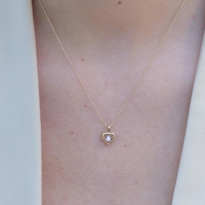 Κολιέ Καρδιά με Διαμάντι Λευκόχρυσος & Χρυσός K18 SKU-81758