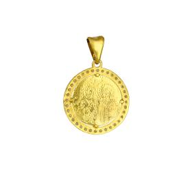 Φυλαχτό Κωνσταντινάτο Διπλής Όψεως Χρυσός K9 με Ζιργκόν SKU-81774