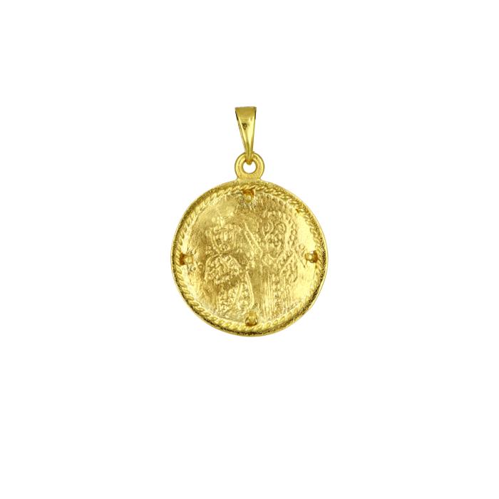 Φυλαχτό Κωνσταντινάτο Διπλής Όψεως Χρυσός K9 με Ζιργκόν SKU-81781