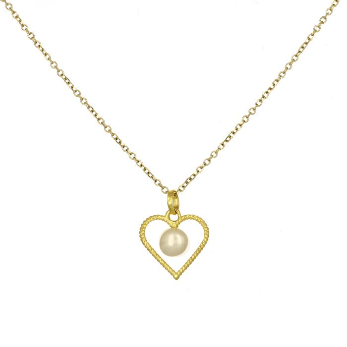 Μενταγιόν Καρδιά με Μαργαριτάρι Χρυσός K9 SKU-81753