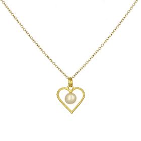 Μενταγιόν Καρδιά με Μαργαριτάρι Χρυσός K9 SKU-81753