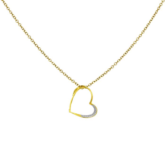 Μενταγιόν Καρδιά Λευκόχρυσος & Χρυσός K9 SKU-81756
