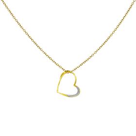 Μενταγιόν Καρδιά Λευκόχρυσος & Χρυσός K9 SKU-81756