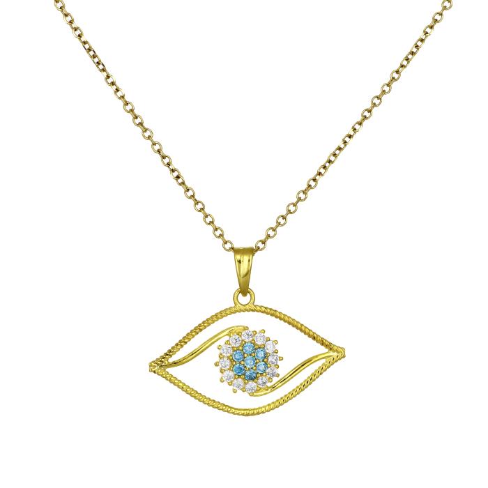 Μενταγιόν Ματάκι Χρυσός K9 με Ζιργκόν SKU-81757