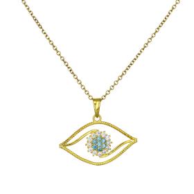 Μενταγιόν Ματάκι Χρυσός K9 με Ζιργκόν SKU-81757