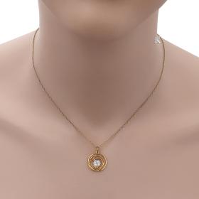 Μενταγιόν Λευκόχρυσος & Χρυσός Κ9 με Ζιργκόν SKU-81887