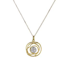 Μενταγιόν Λευκόχρυσος & Χρυσός Κ9 με Ζιργκόν SKU-81887