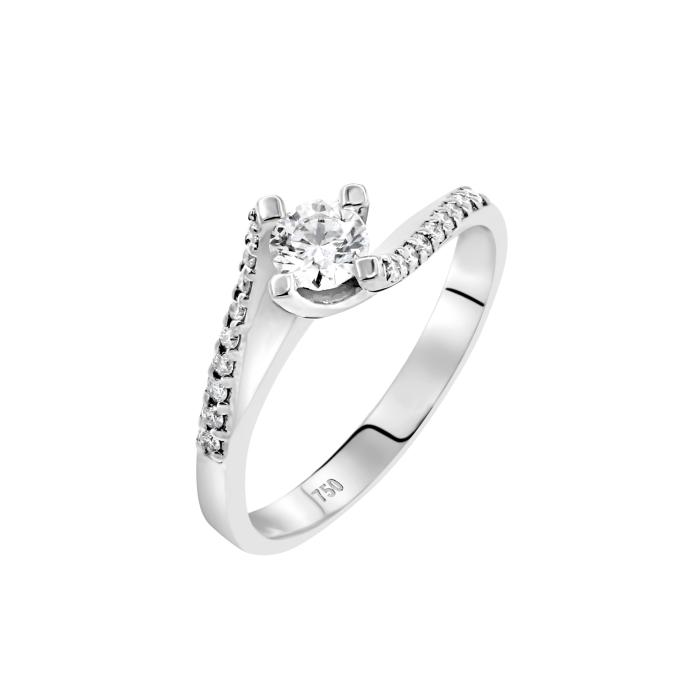 Μονόπετρο Δαχτυλίδι Λευκόχρυσος  K18 με Διαμάντια SKU-81901