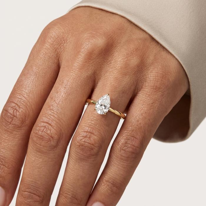 Μονόπετρο Δαχτυλίδι με Διαμάντι Pear Χρυσός Κ18 SKU-81982