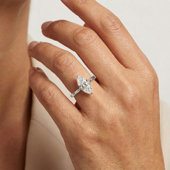 Μονόπετρο Δαχτυλίδι με Lab Grown Διαμάντι Marquise Λευκόχρυσος K18 SKU-81981