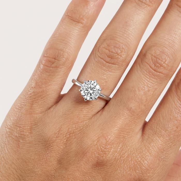 Μονόπετρο Δαχτυλίδι με Round Lab Grown Διαμάντια Λευκόχρυσος K18 SKU-81985