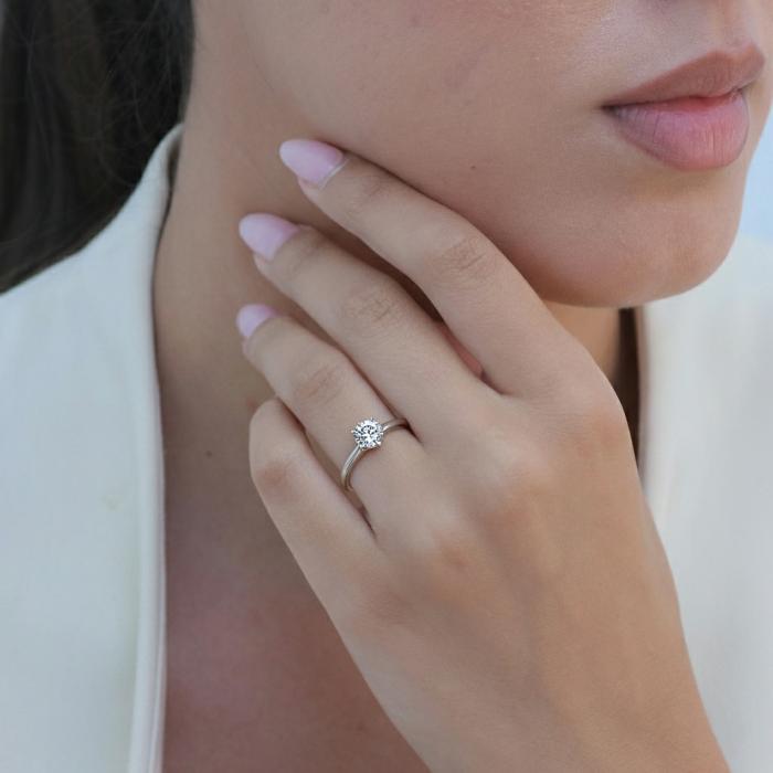 Μονόπετρο Δαχτυλίδι με Διαμάντι σε Λευκόχρυσο K18 SKU-81191