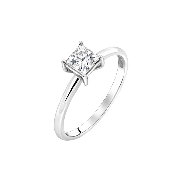 Μονόπετρο Δαχτυλίδι με Διαμάντι Princess Λευκόχρυσος Κ18 SKU-81192